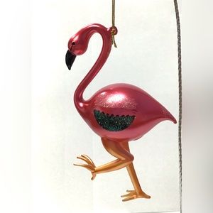 New flamingo glass ornament 6” x 4” 74594